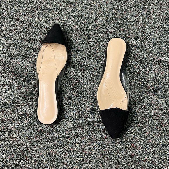 Black & Clear Transparent Vinyl Acrylic Pointed Toe Slides Flat Shoes Sz 6.5/7 - Picture 6 of 16